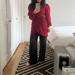 NWT Jonathan Simkhai Night Night garnet red wrap robe (size: XS)